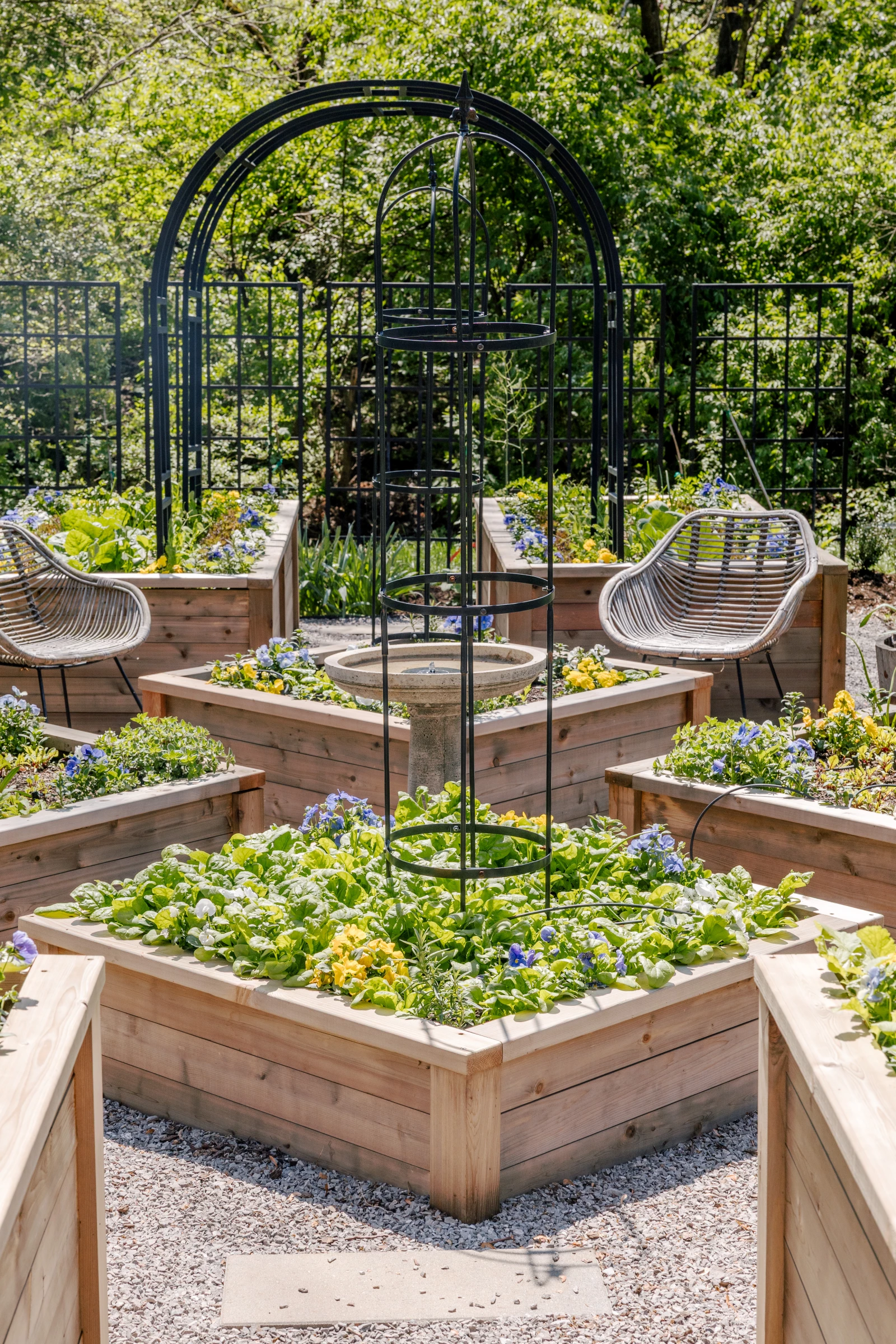 a set of cedar raised beds