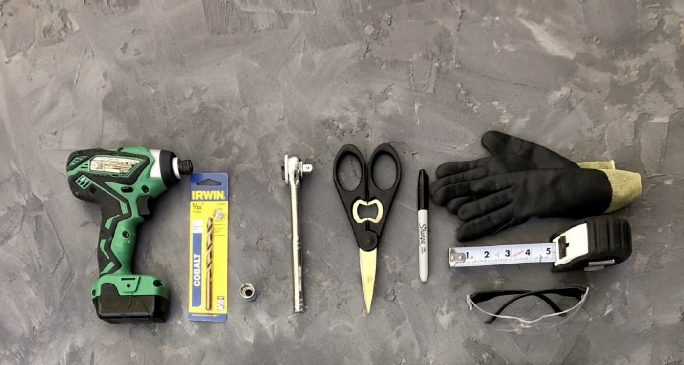tools to attach caster to raised container garden