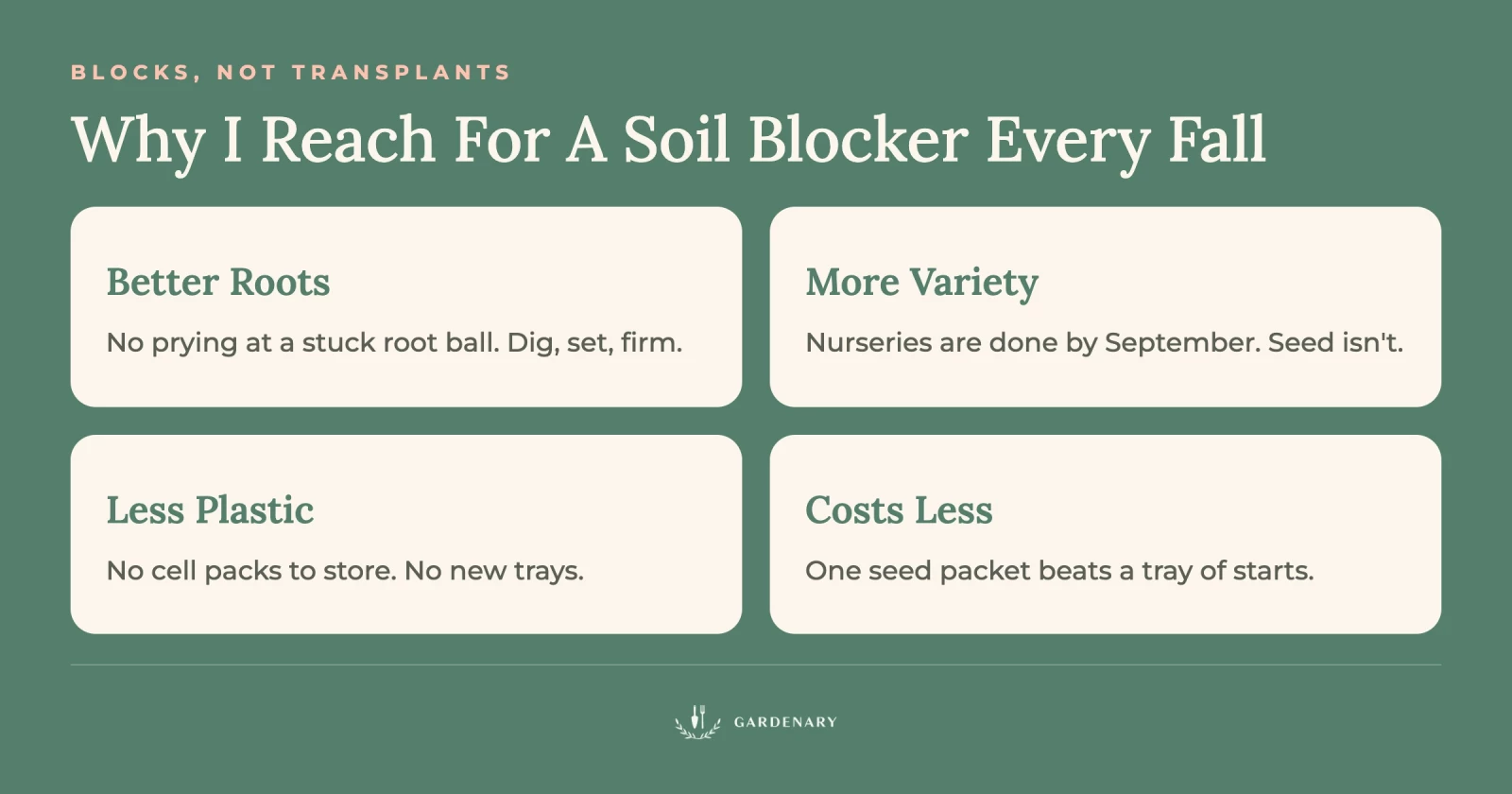 infographic of soil blocker benefits