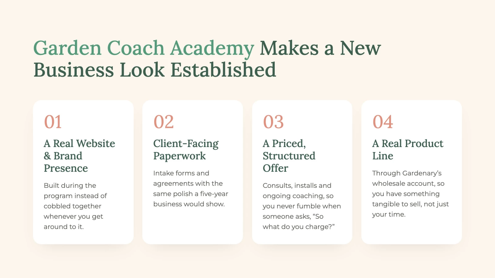 what makes a garden business look established