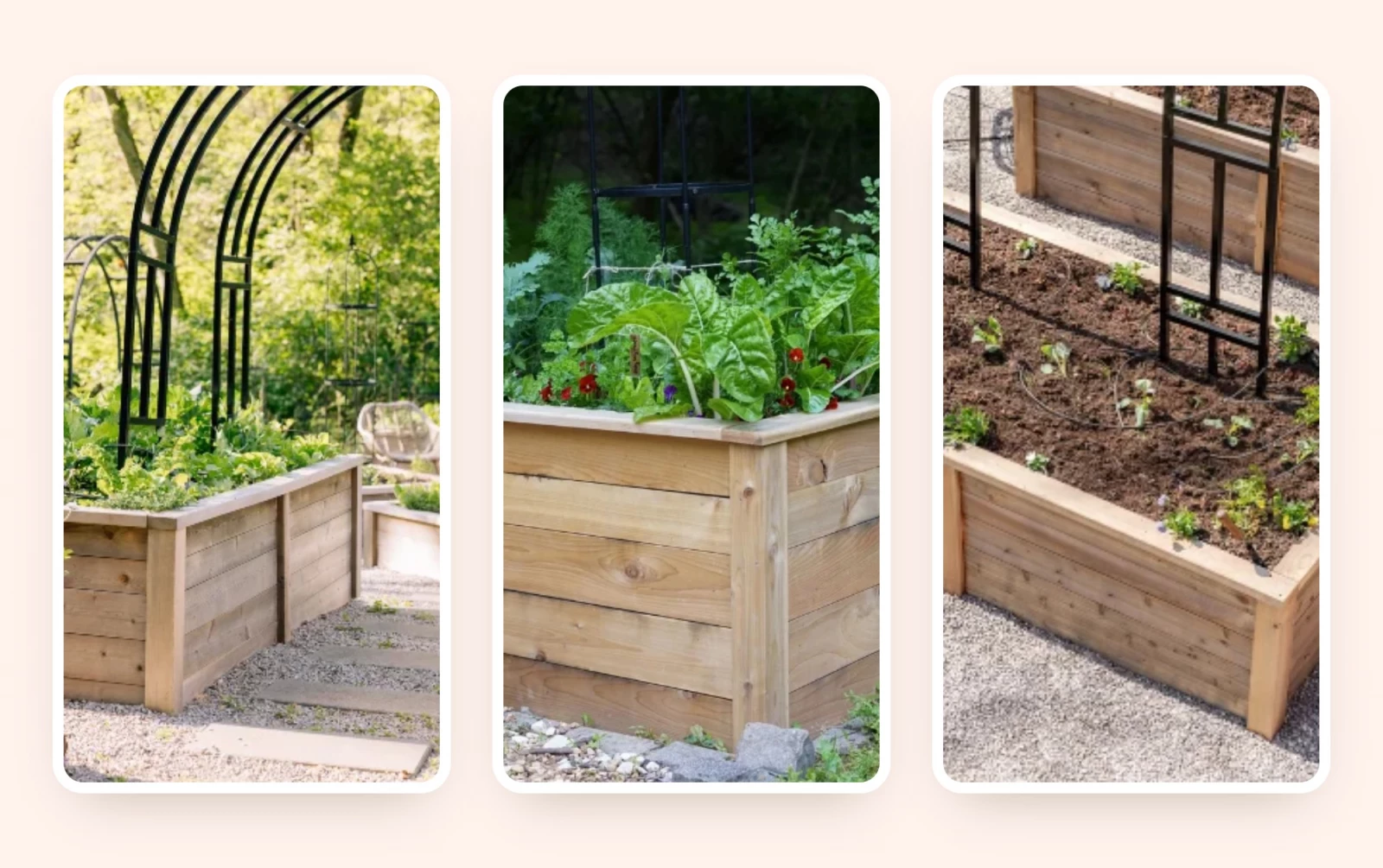3 images of raised beds