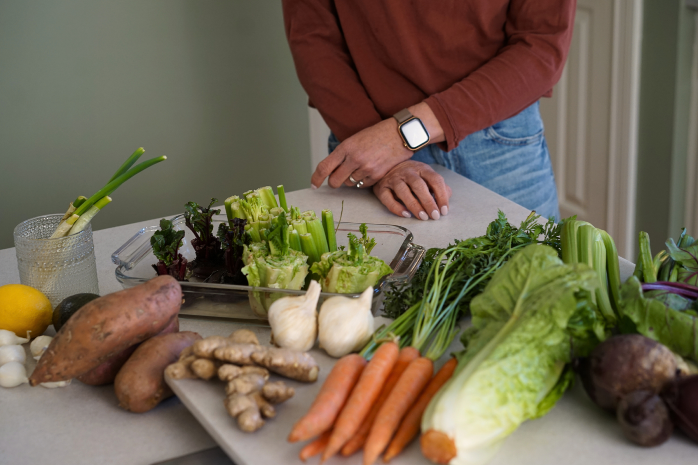 regrowing veggie scraps on counter